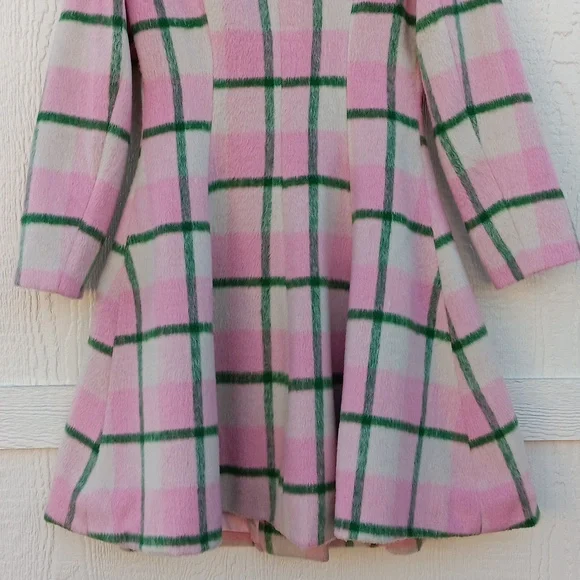 Hell bunny Millicent retro pink & green plaid peacoat womens sz small - Picture 7 of 15